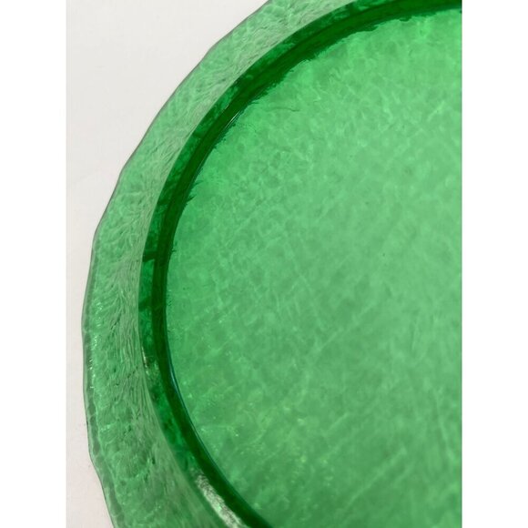Morgantown Crinkle Set of 4 Vintage Green Depression Glass Plates Textured Rim & - Picture 4 of 6